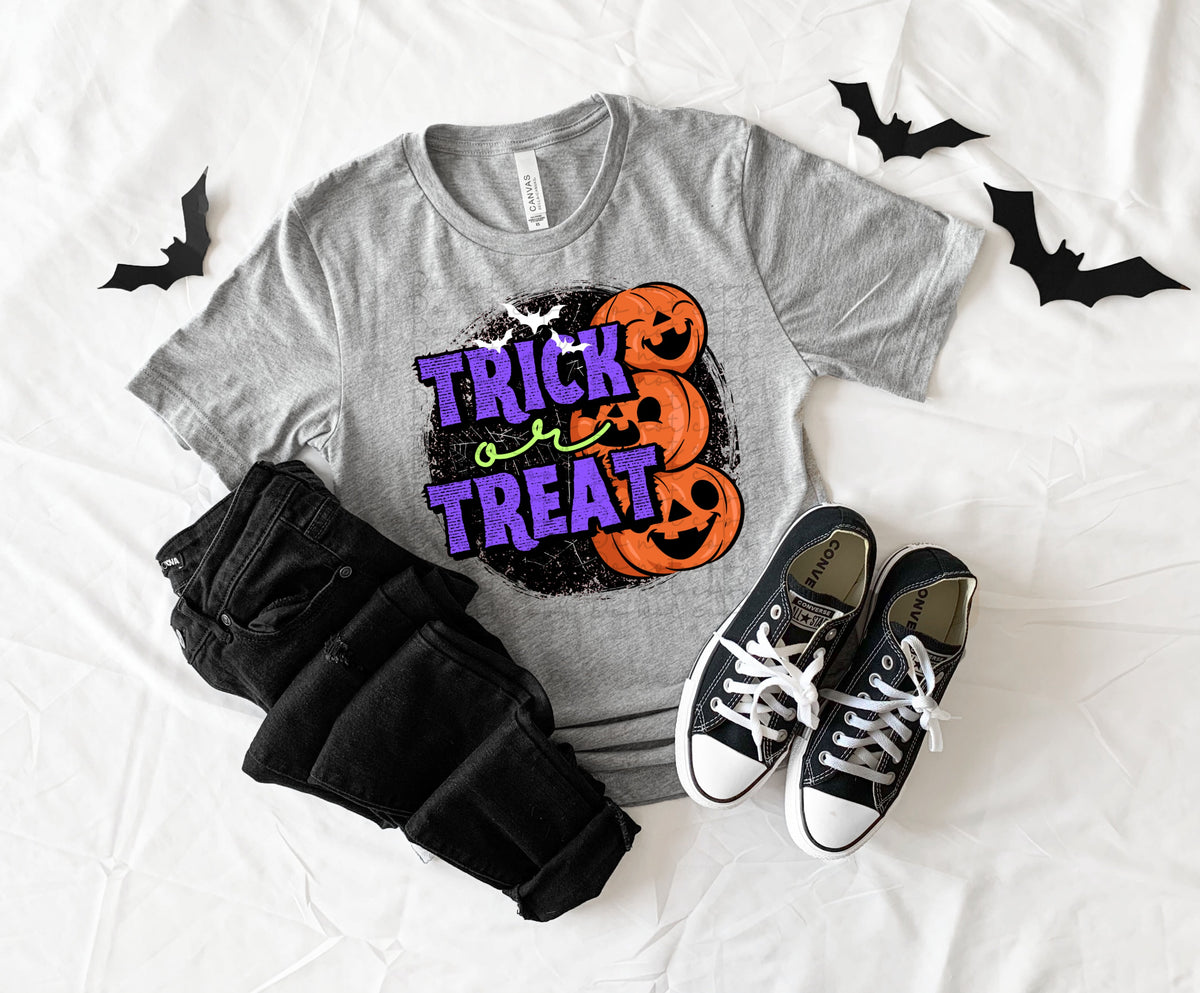 Trick or treat stacked pumpkins (purple) 10158 DTF TRANSFERS