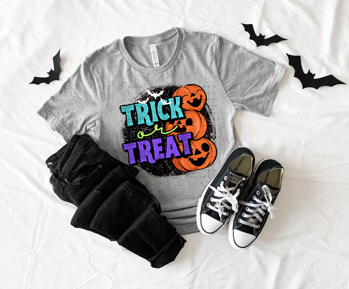 Trick or treat stacked pumpkins (teal and purple) 10157 DTF TRANSFERS