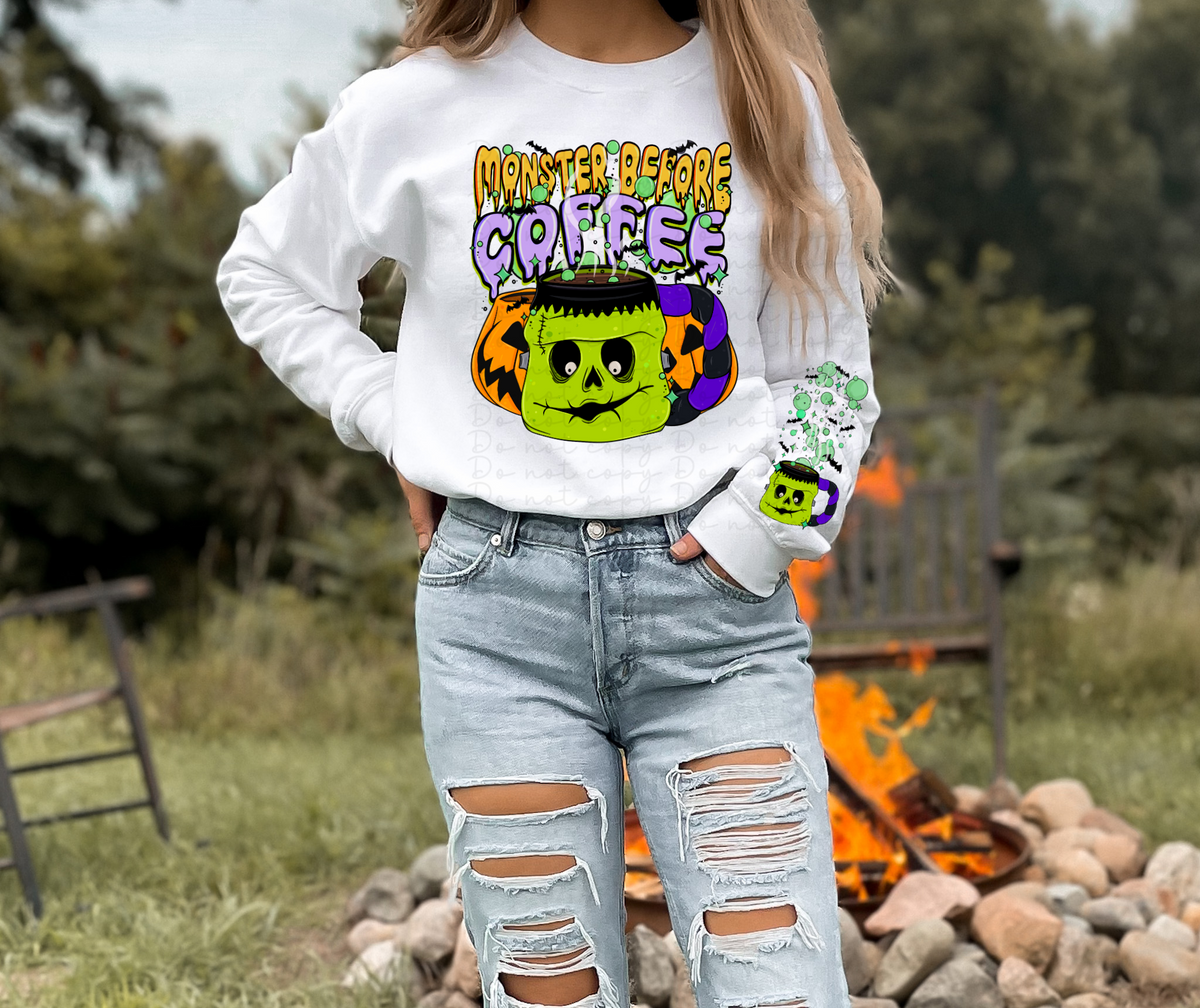 Monster before coffee SLEEVE NOT INCLUDED 10184 DTF TRANSFERS