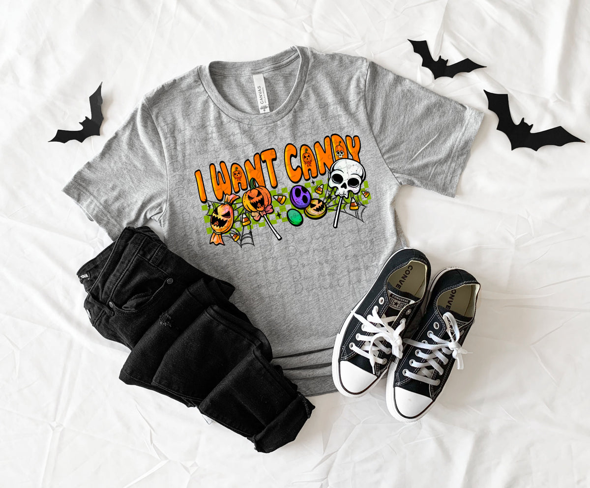 I want candy (pumpkin and skull sucker)  10211 DTF TRANSFER