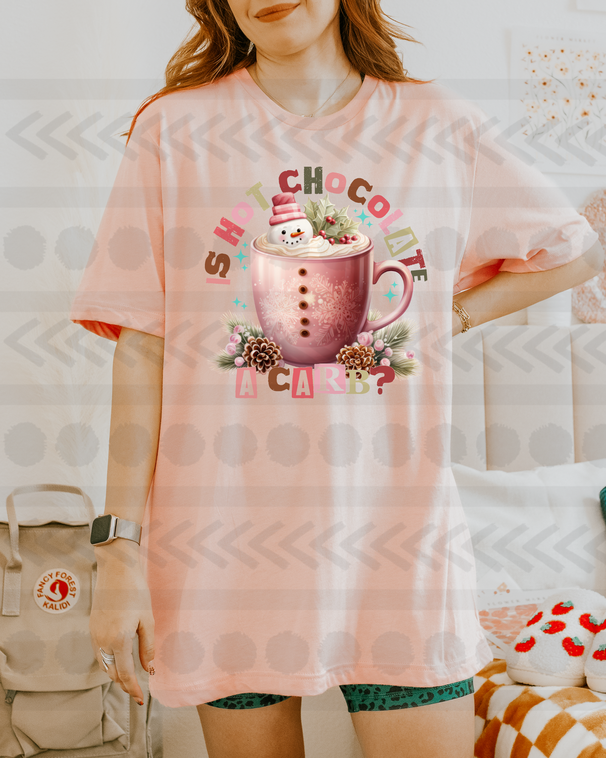 Is hot chocolate a carb? (Pink cup with snowman) 14003 DTF transfer