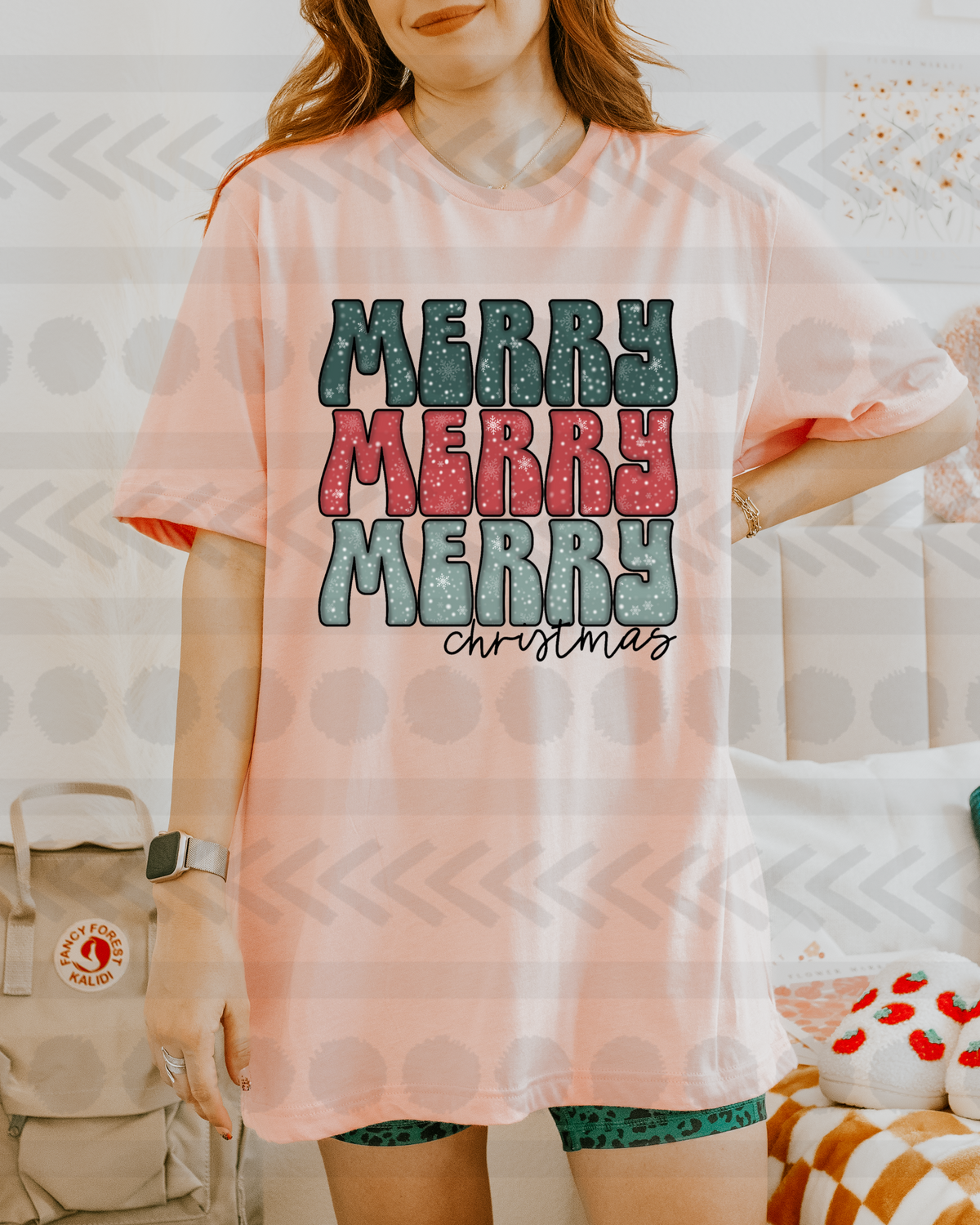 Merry stacked christmas (green, red and blue) 14006 DTF transfer