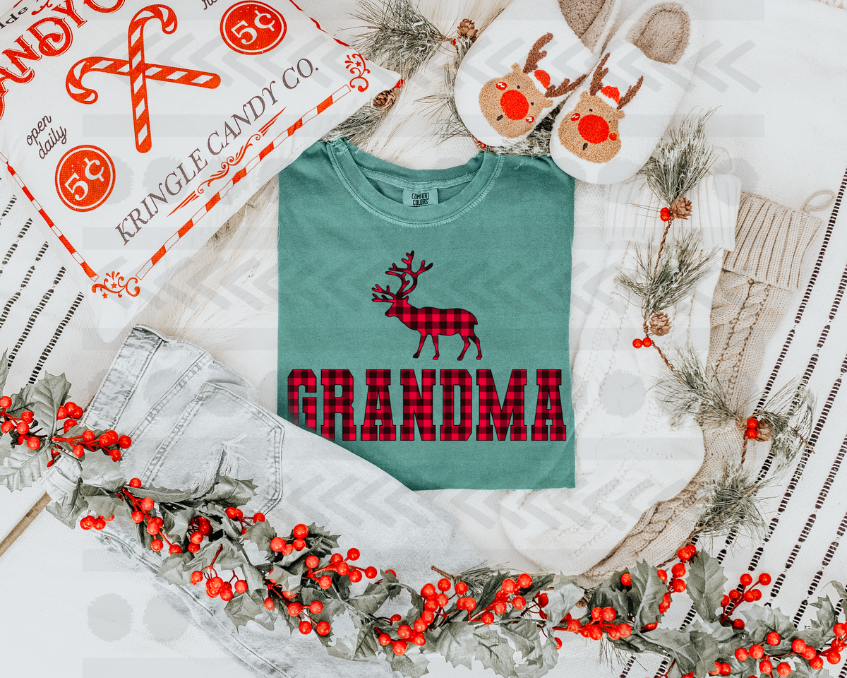 Grandma plaid deer 14019 DTF transfer