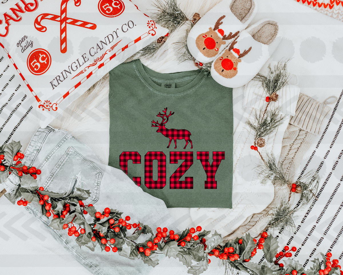 Cozy plaid deer 14029 DTF transfer