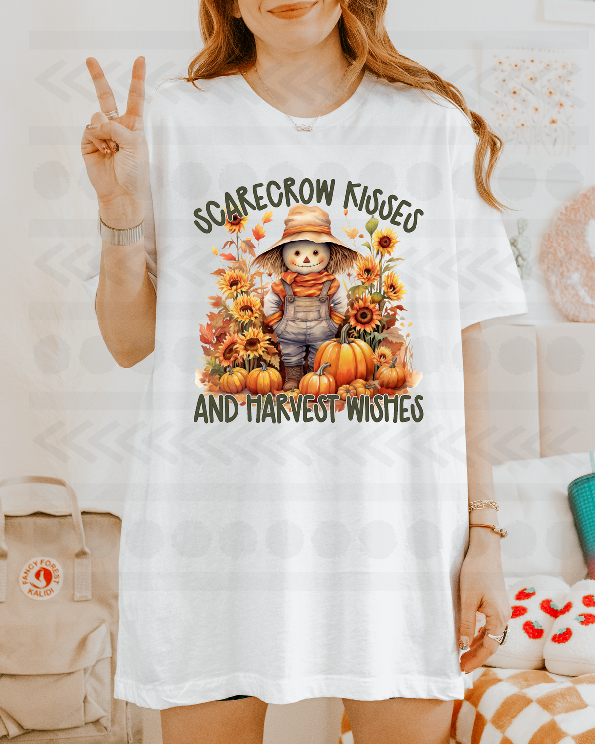 Scarecrow kisses and harvest wishes (sunflowers) 14011 DTF transfer