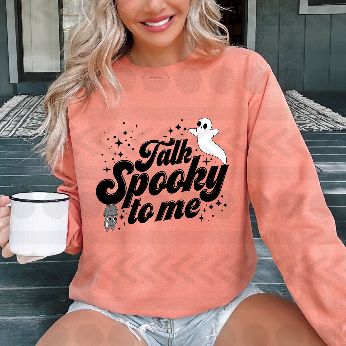 Talk spooky to me (bat and ghost)  14111 DTF transfer