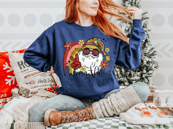 Merry vibes groovy santa  14086  DTF transfer