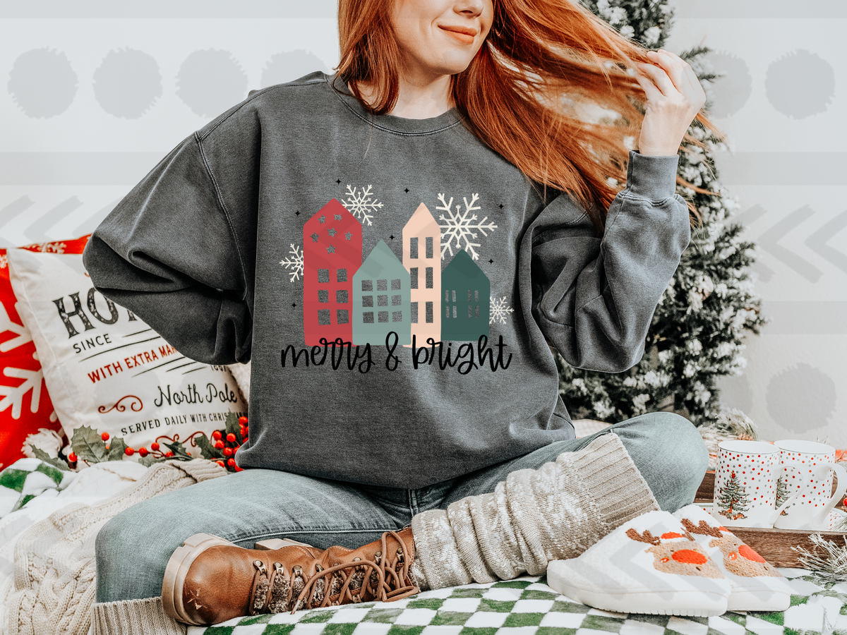 Merry & bright city scene 14070  DTF transfer