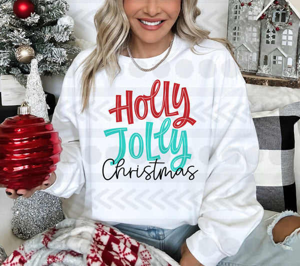 Holly jolly christmas red and teal 14060 DTF transfer