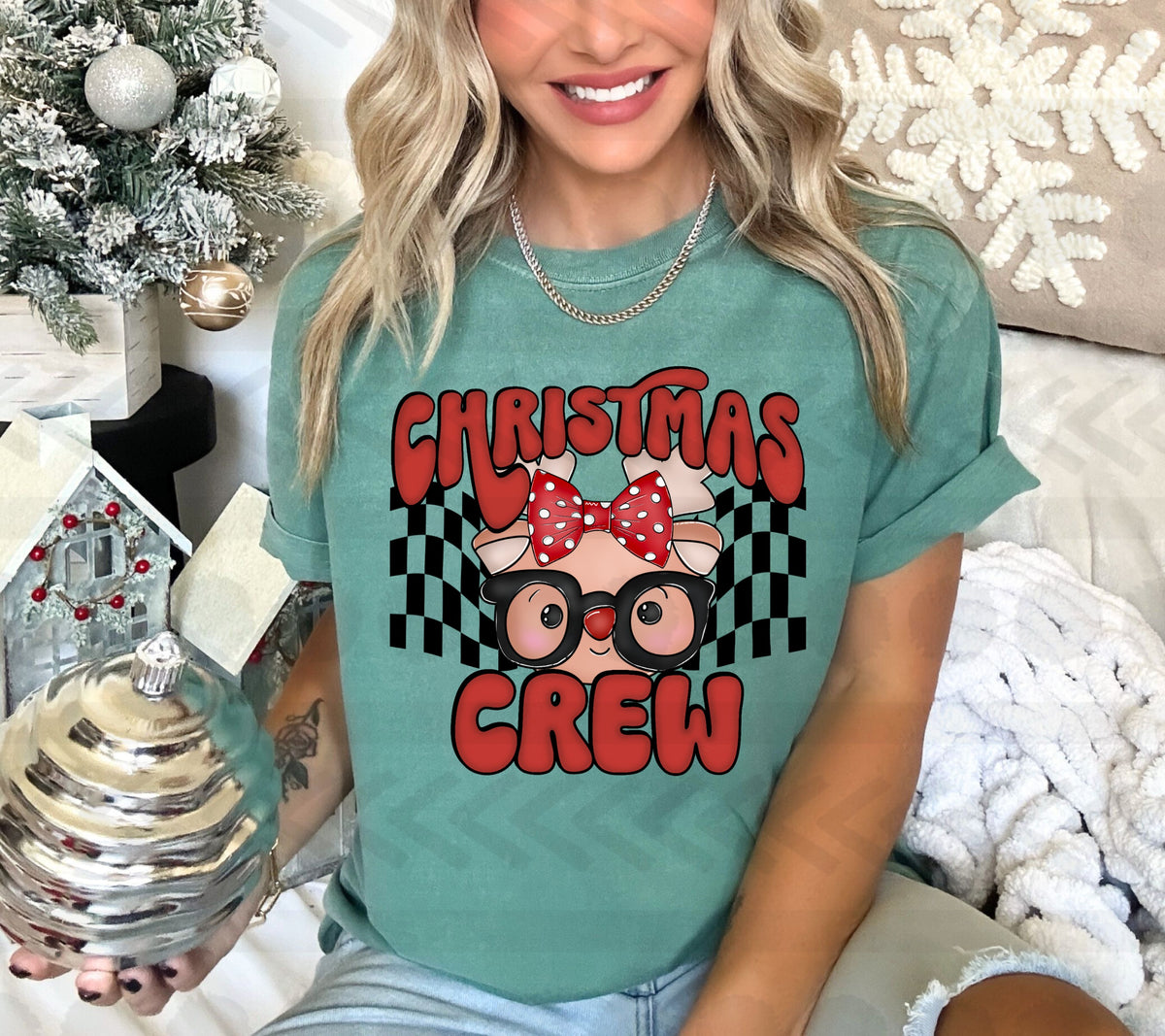 Christmas crew girl reindeer 14056  DTF transfer