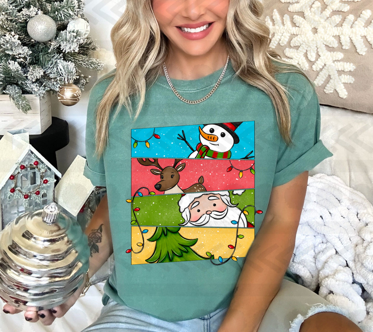 Snowman, reindeer, santa and tree 14054  DTF transfer