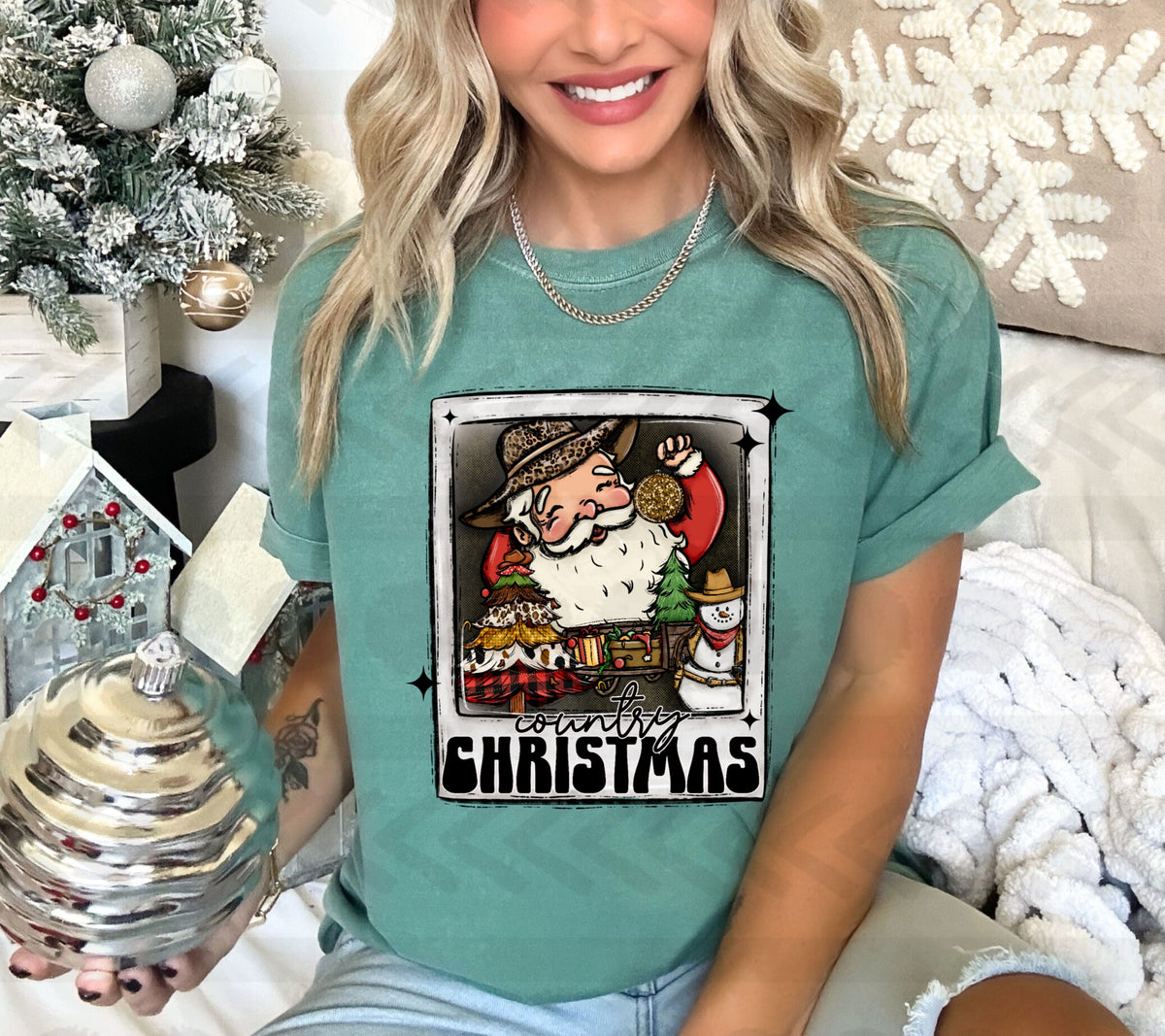 Country christmas santa in photo 14050 DTF transfer