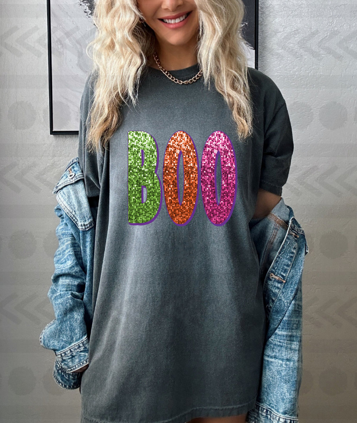 Boo colorful FAUX sequins 14132 DTF transfer