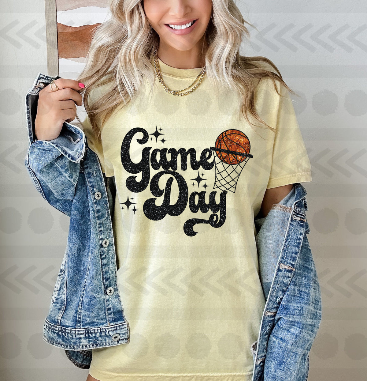 Game day with glitter ball and hoop 14192 DTF transfer