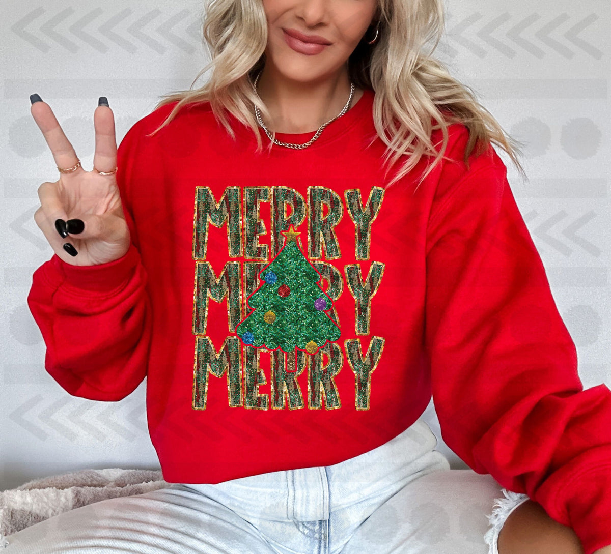 Merry stacked gold christmas faux 14214 DTF transfer
