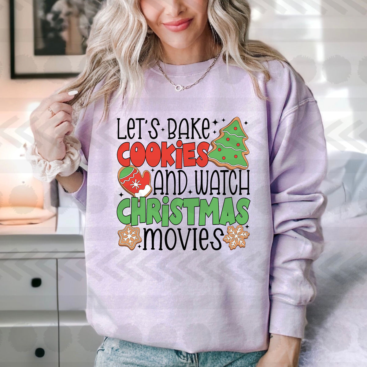 Lets bake cookies and watch christmas movies (cookies & mitt) 14235 DTF transfer