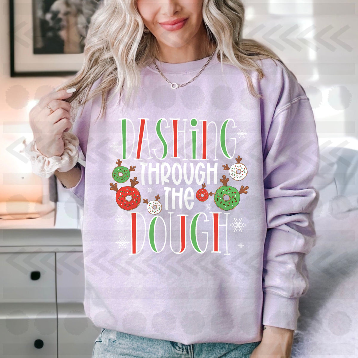 Dashing through the dough (red green letter fill)  14232 DTF transfer