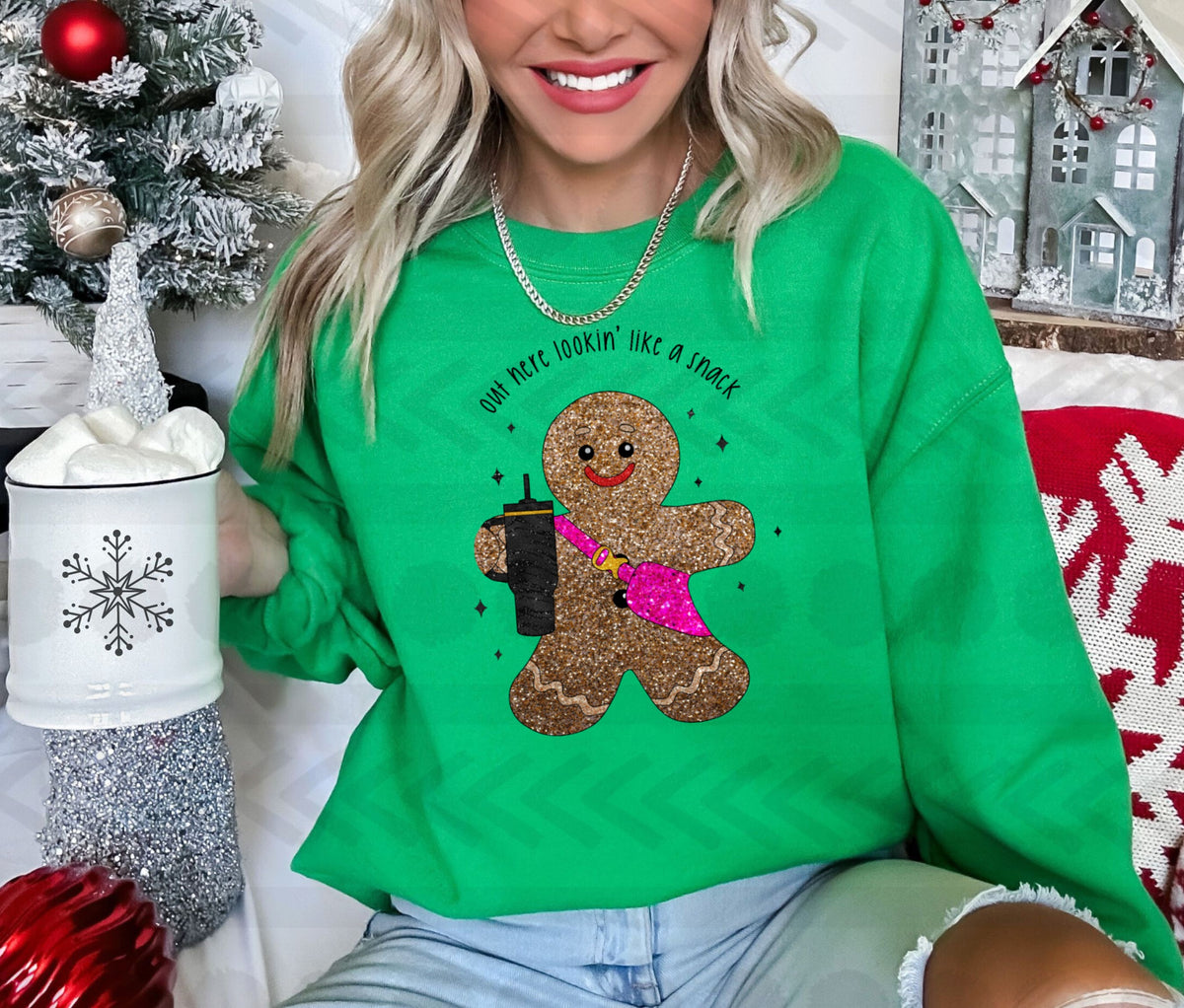 Out here looking like a snack glitter gingerbread 14257 DTF transfer