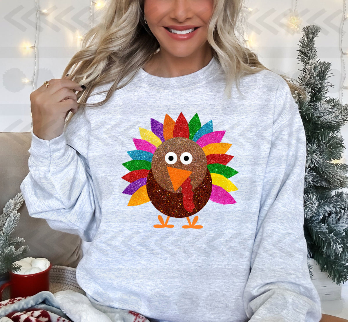 Glitter turkey colorful 14318 DTF transfer