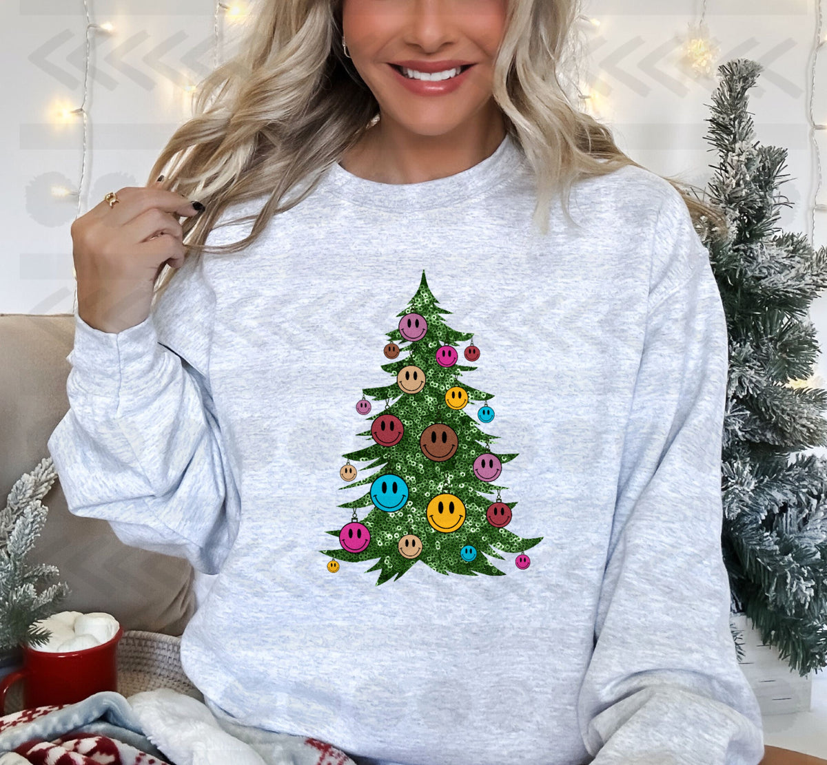 Smiley face christmas tree 14315  DTF transfer