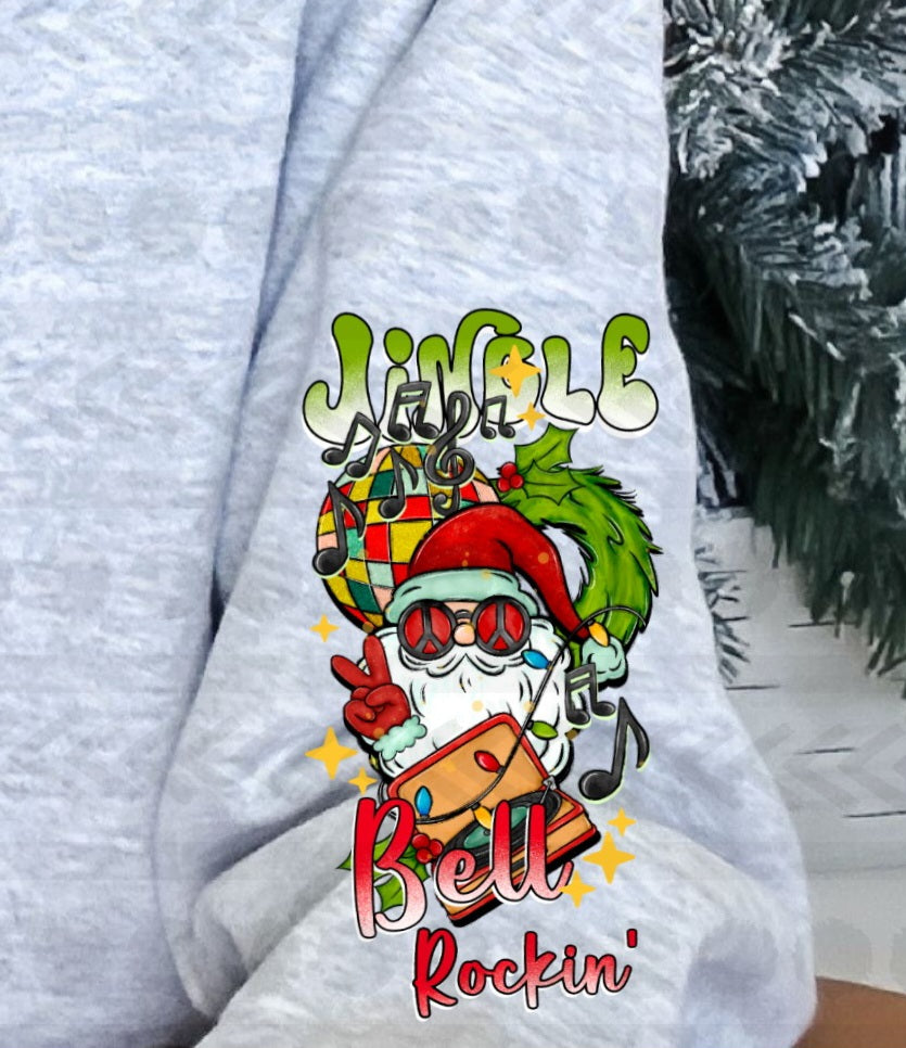 Jingle bell rockin groovy santa SLEEVE 14314  DTF transfer