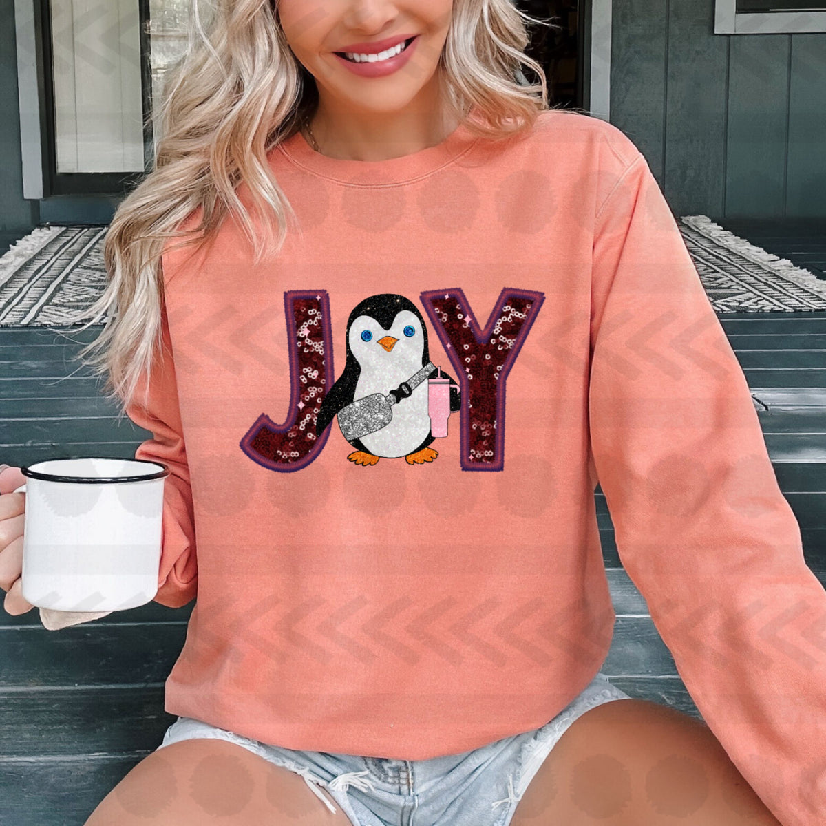Glitter Joy with penguin 14309  DTF transfer