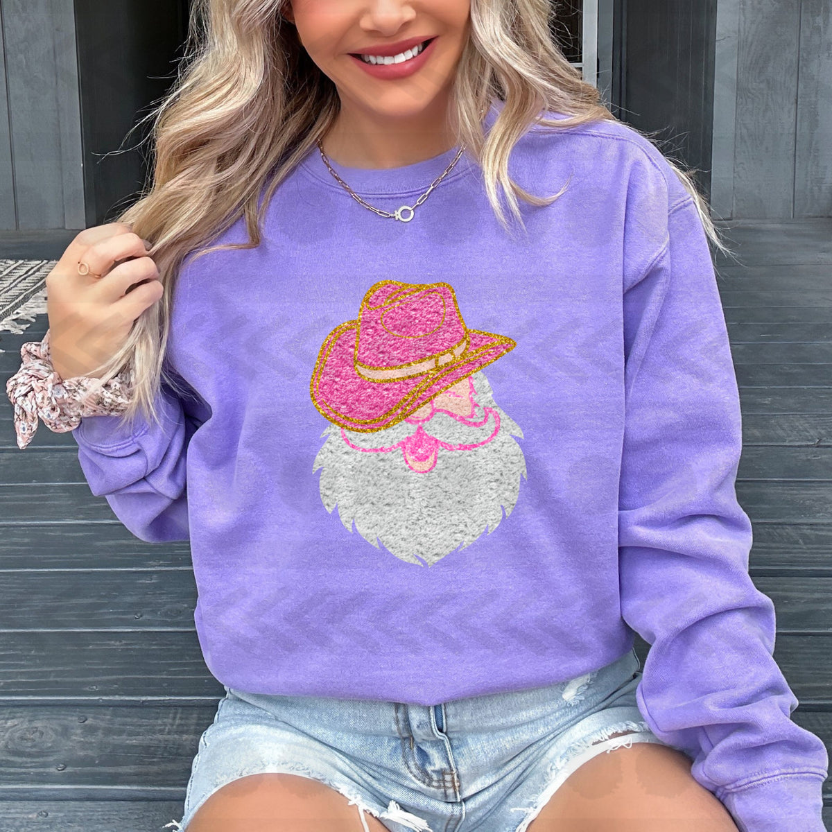 Glitter Cowboy santa 14303  DTF transfer