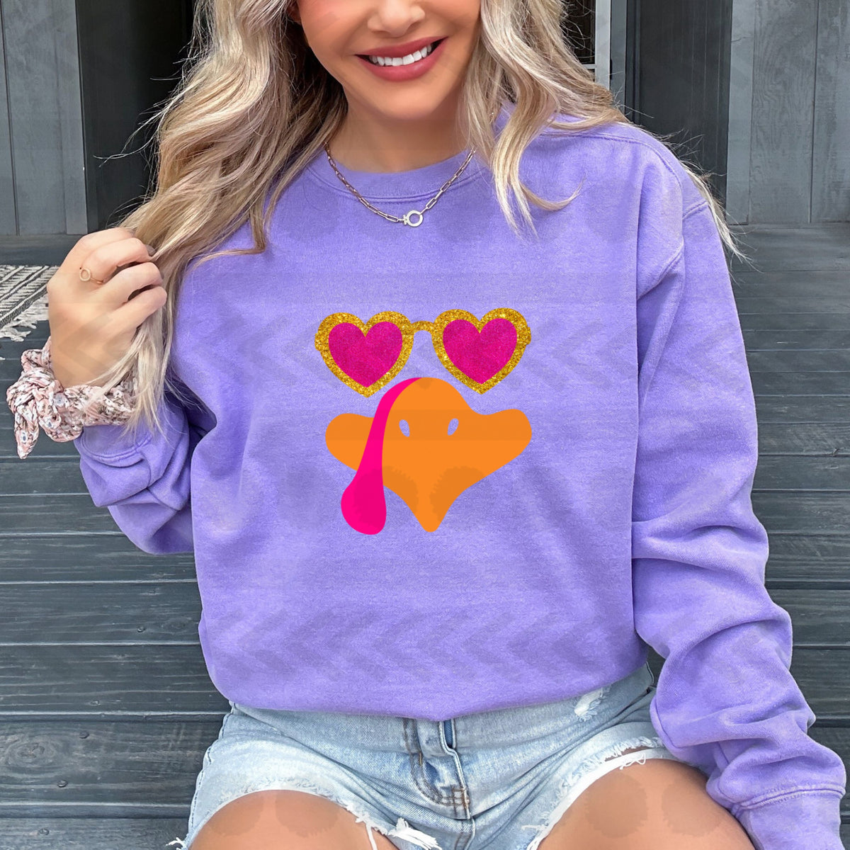 Glitter turkey face 14301  DTF transfer