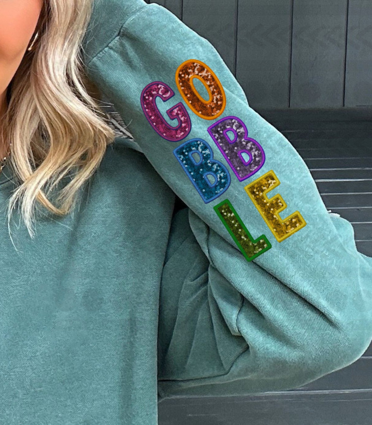 Gobble glitter faux SLEEVE 14287  DTF transfer