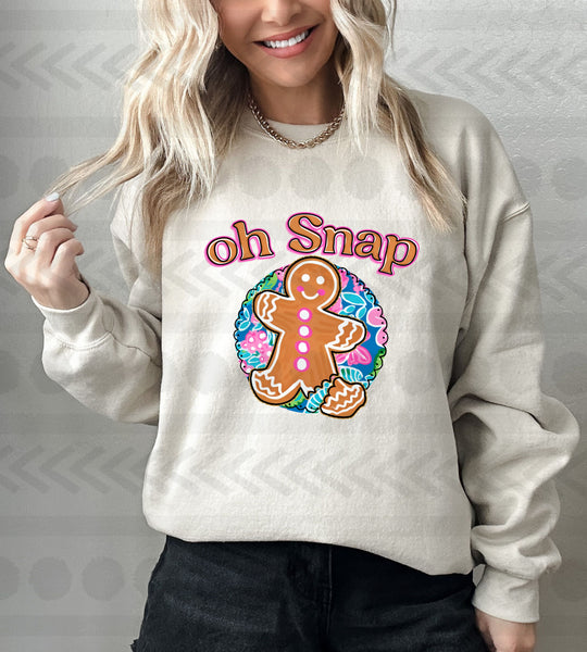 Oh snap gingerbread with colorful background 14331 DTF Transfer