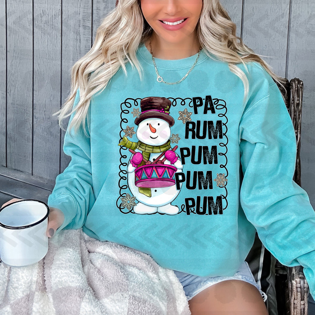 Pa rum pum pum pum snowman with drum GIRL 14394  DTF Transfer