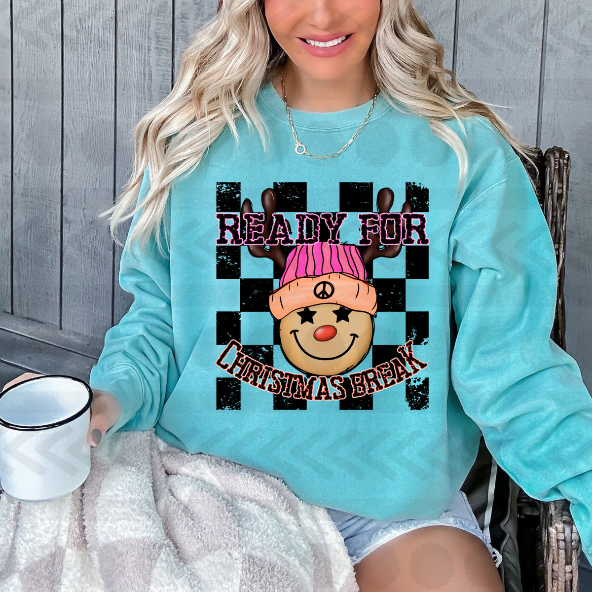 Ready for christmas break deer PINK boggin 14420 DTF Transfer