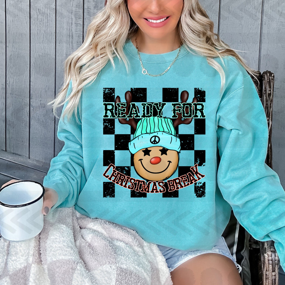 Ready for christmas break deer blue boggin 14419 DTF Transfer