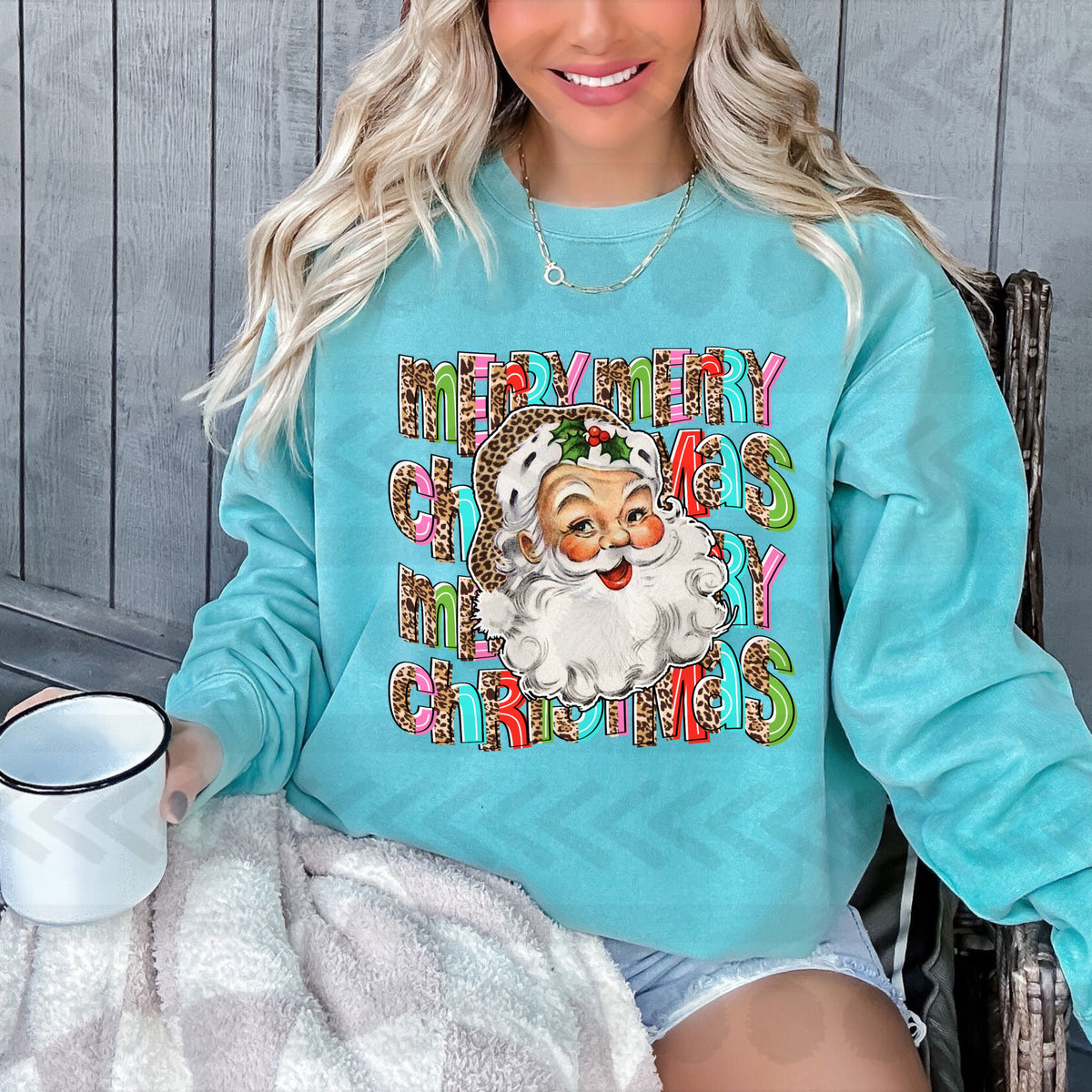 Merry merry christmas stacked colorful leopard DTF Transfer