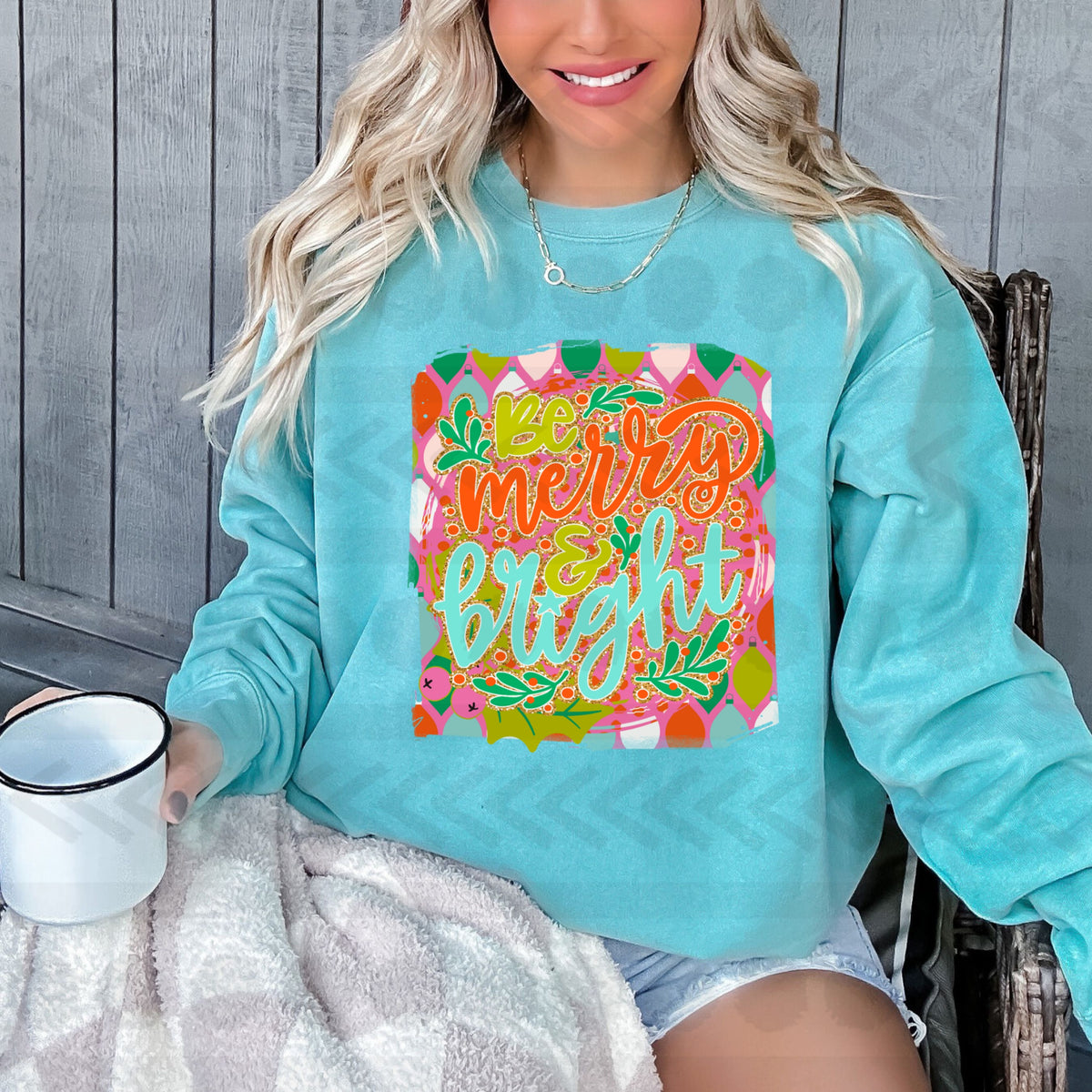 Be merry and bright colorful background 14392  DTF Transfer