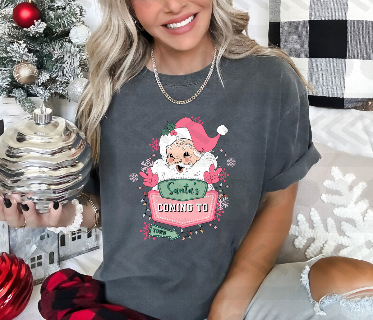 Santas coming to town peace santa 14396  DTF Transfer