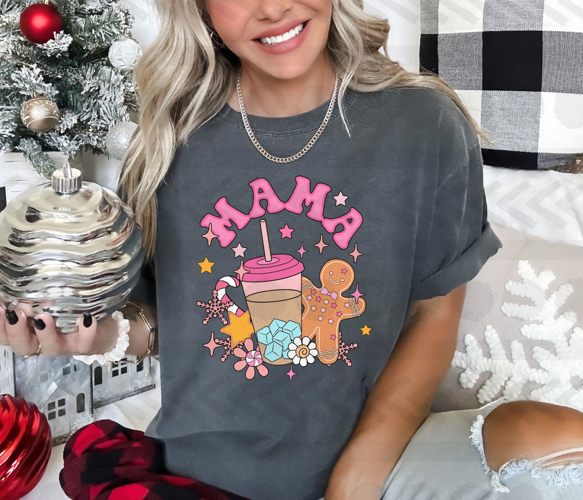 Mama (candycane, drink, gingerbread) 14390  DTF Transfer