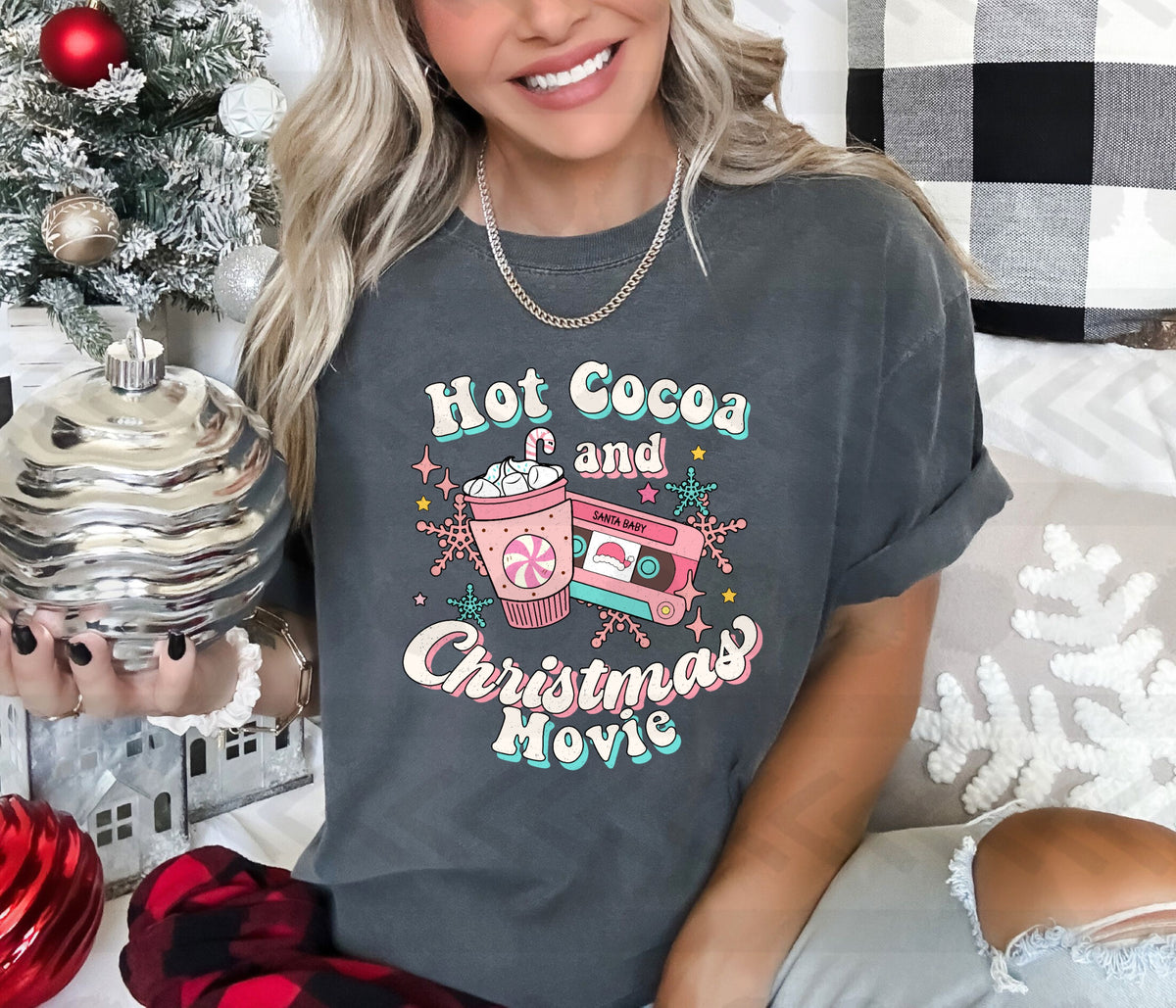 Hot cocoa and christmas movie PINK & BLUE 14372 DTF Transfer