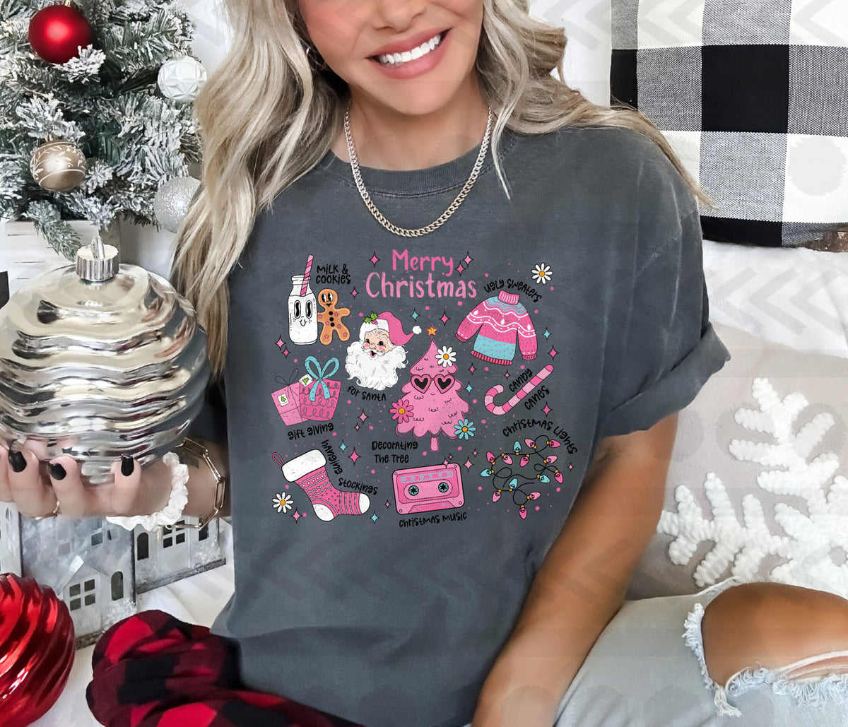 Merry christmas PINK objects 14368 DTF Transfer