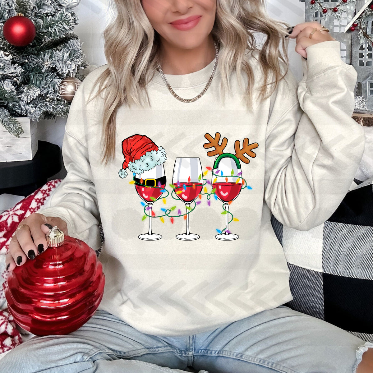 Christmas wine glasses 14435 DTF Transfer