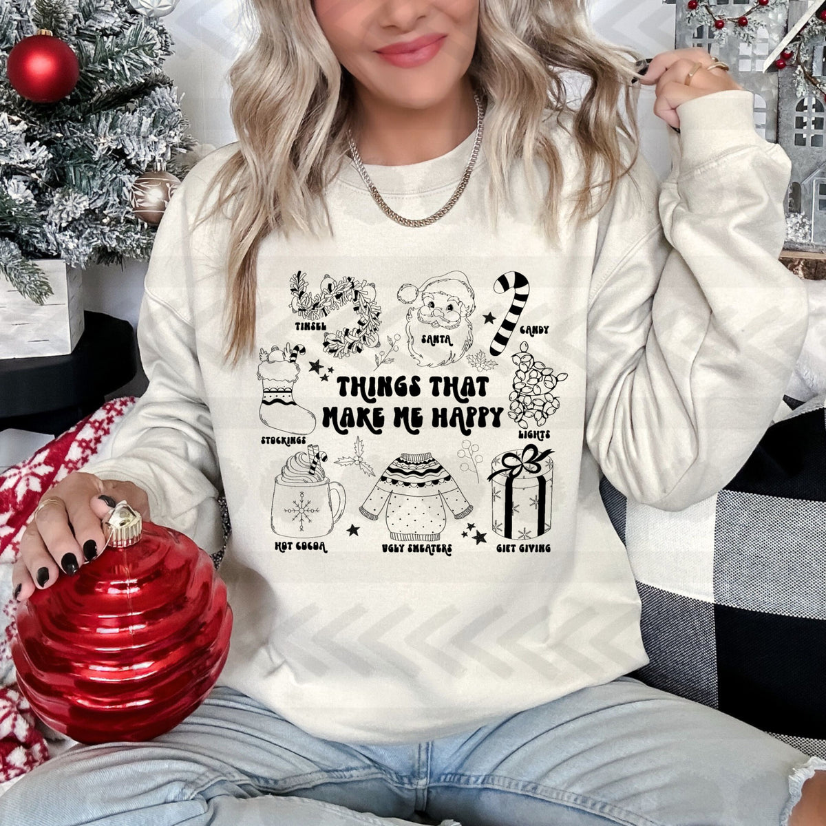 Things that make me happy (christmas collage) BLACK 14433 DTF Transfer