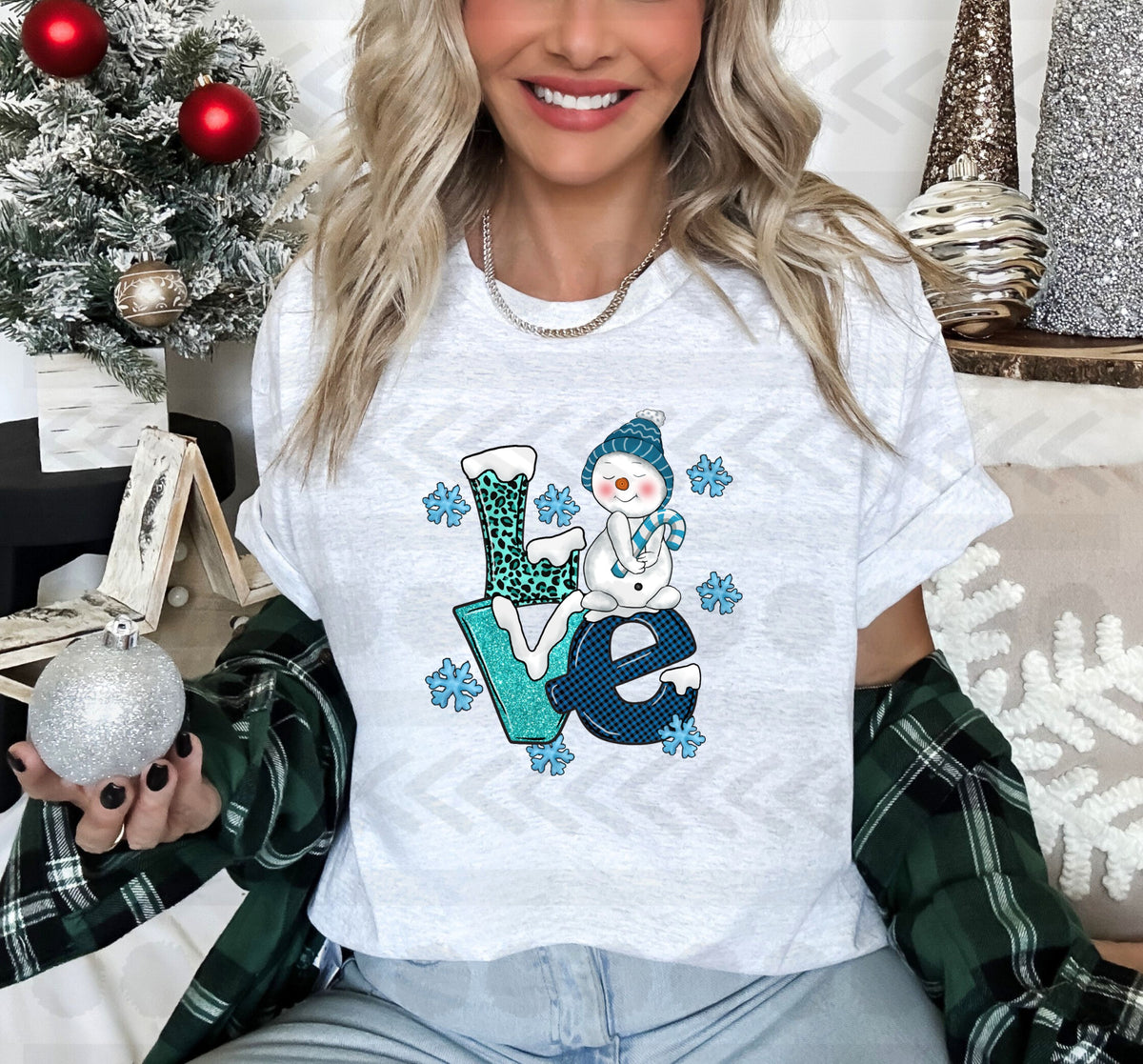 Love snowman blue leopard 14473 DTF Transfer