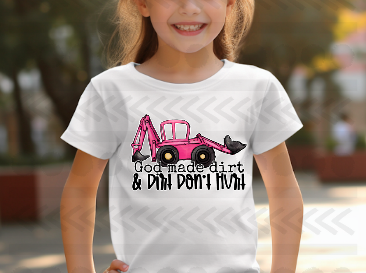 God made dirt and dirt didnt hurt PINK tractor 14583 DTF Transfer
