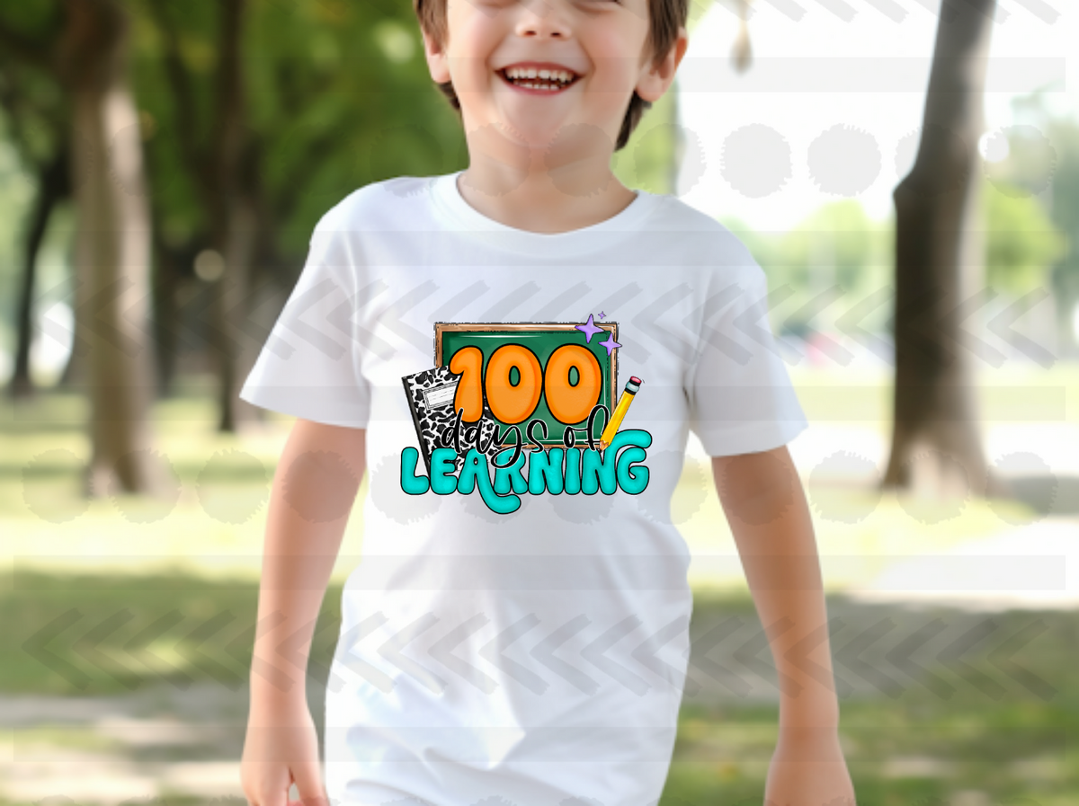 100 days of learning teal color 14585 DTF Transfer