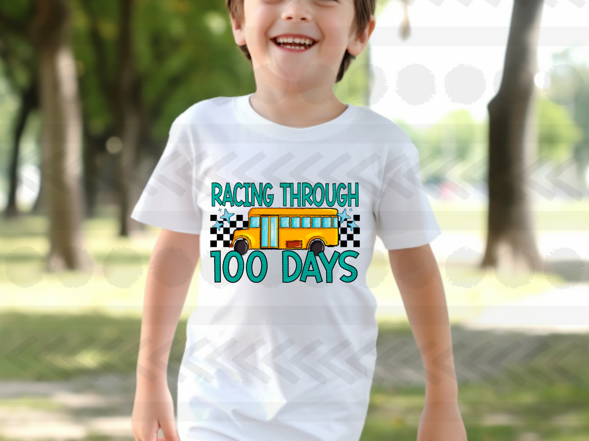 Racing through 100 days teal 14586 DTF Transfer