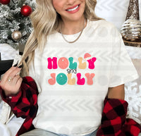 Holly and jolly colorful grunge 14562 DTF Transfer