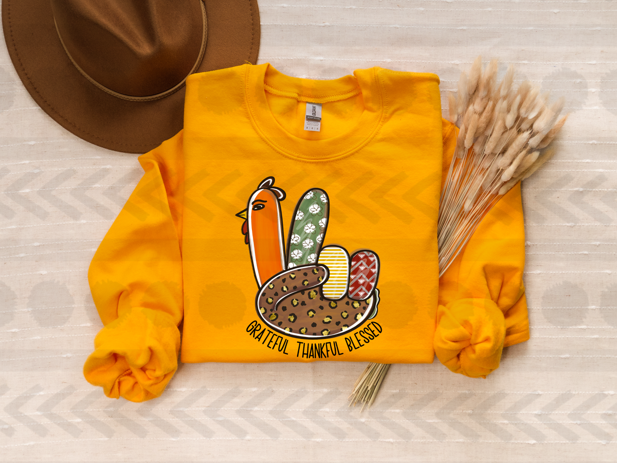 Grateful thankful blessed peace turkey 14453 DTF Transfer