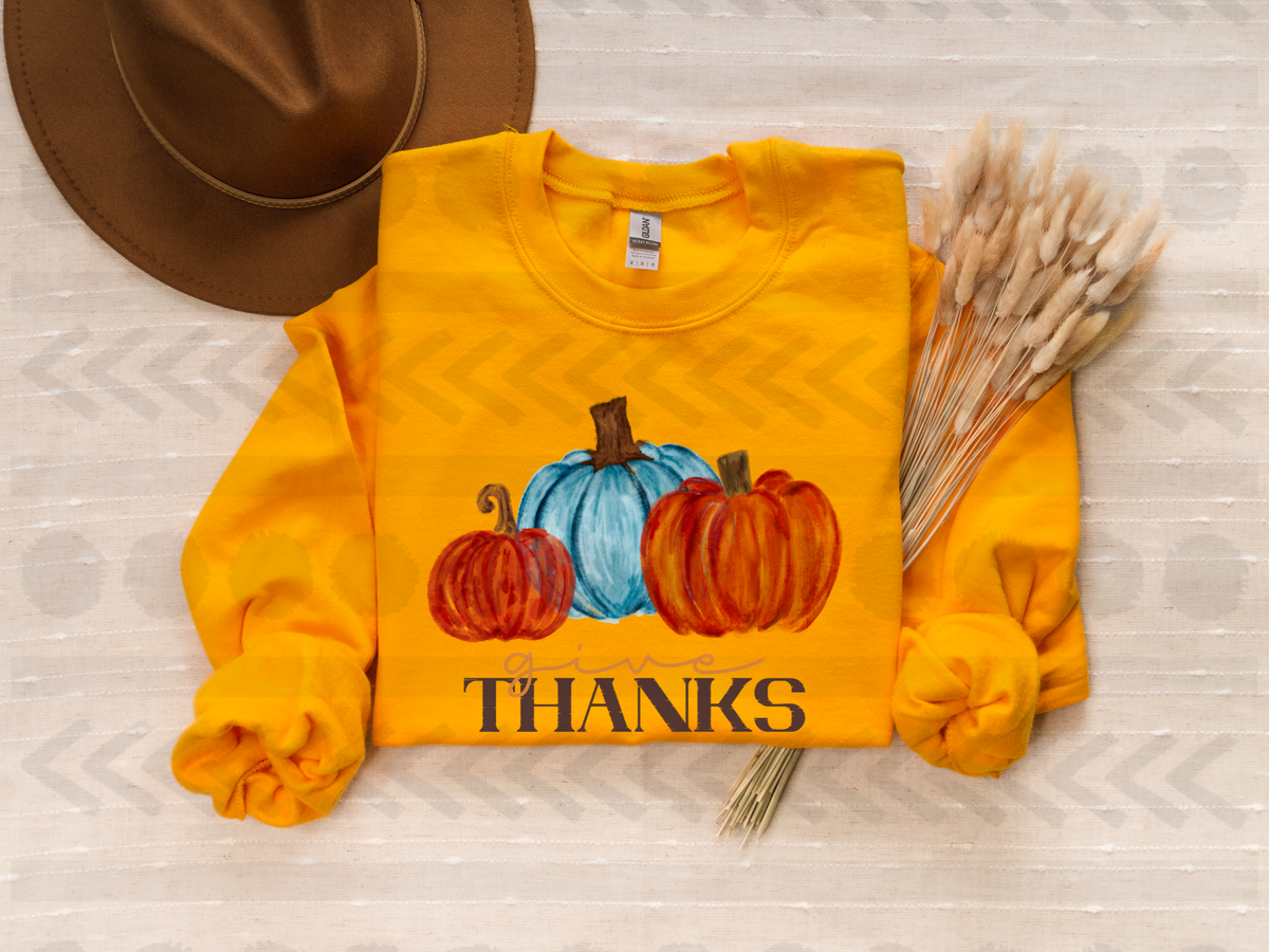 Givr thanks blue orange pumpkin trio 14444 DTF Transfer