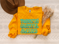 Thankful grsteful blessed teal 14778 DTF transfer