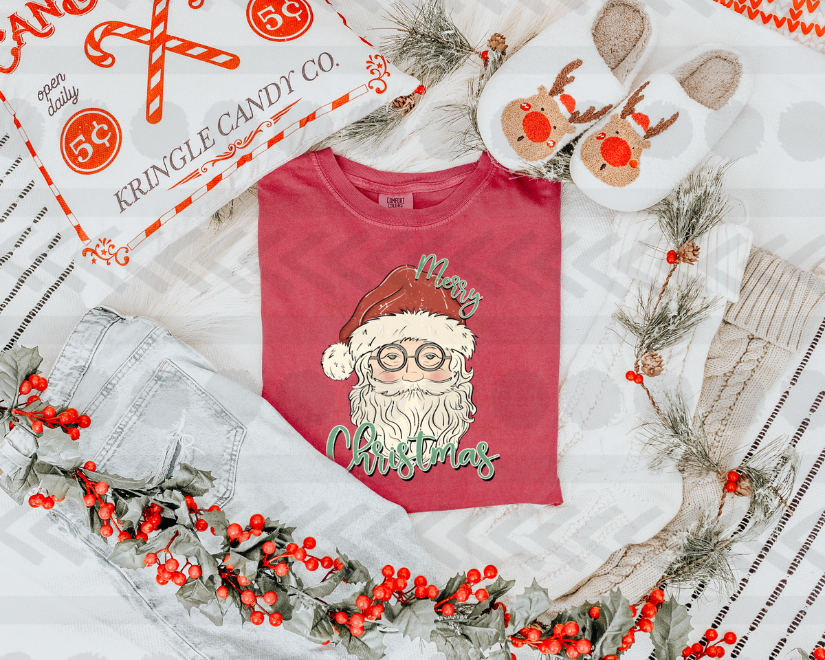 Merry christmas santa with green letters 14459 DTF Transfer